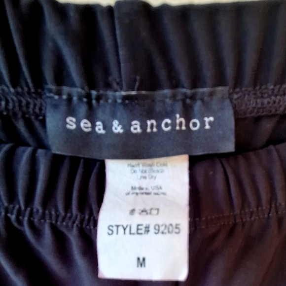 Sea & anchor Black Silky Elastic Waist Pant with Blink Zipper Detail on Hem M - Picture 7 of 7